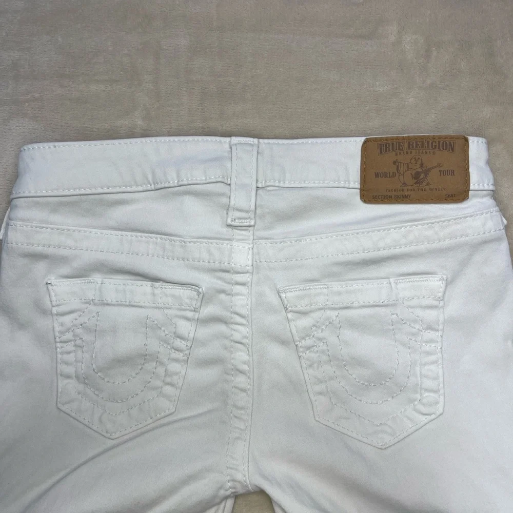 True Religion White Cargo Skinny Jeans Women Size 26 Stretch Zip Ankle - Picture 1 of 8